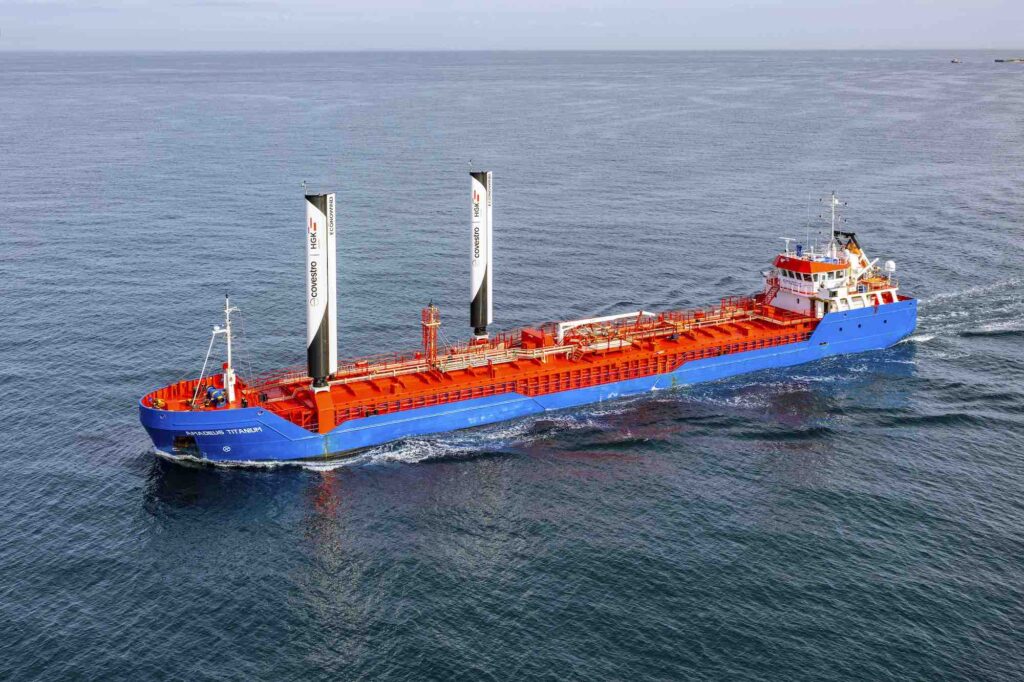 WASP with weather routing, ABB weather routing integrated with Econowind VentoFoil wind-assisted ship propulsion